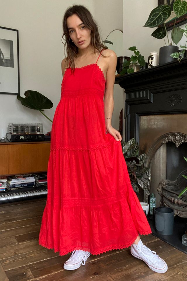 Vestido Maxi UO Lori con Ribete de Encaje