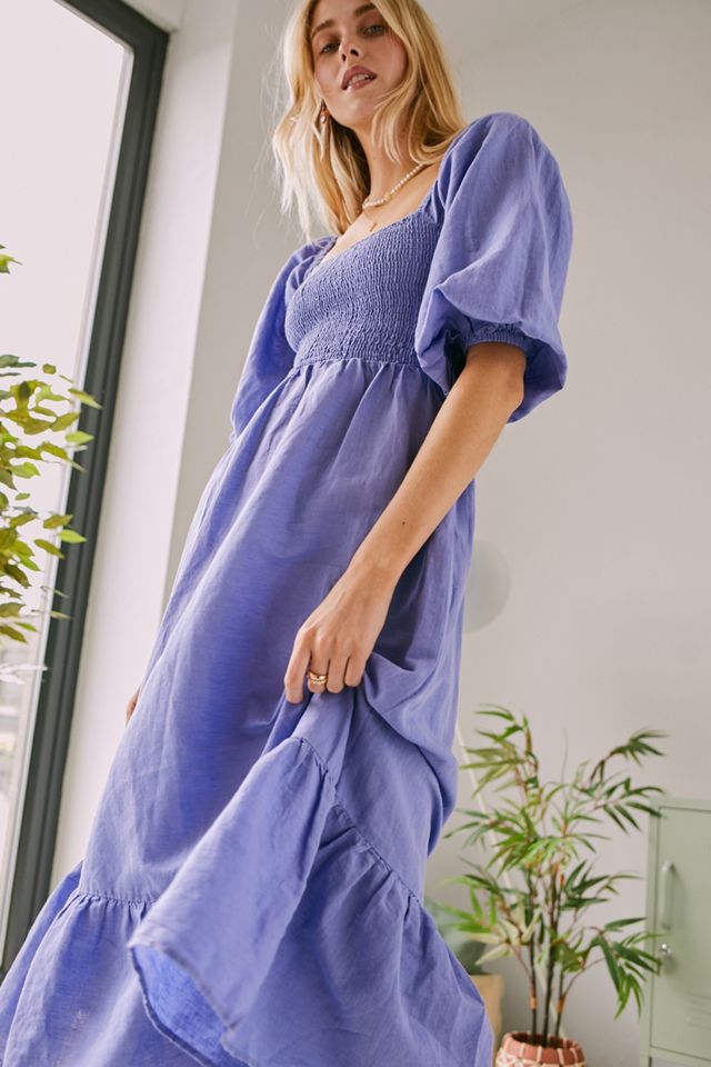 UO Odila Linen Midi Dress | Urban Outfitters UK