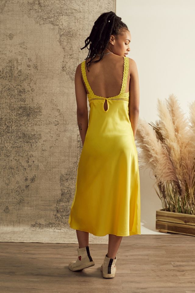 urban outfitters brown satin dress UO Kay Slip Midi Dress