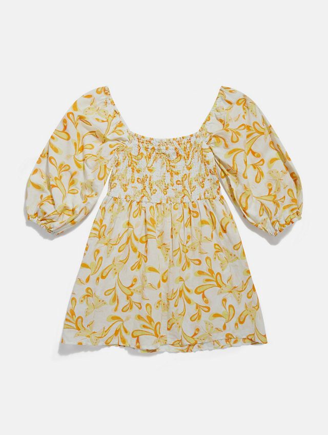 Robe jaune UO Sofia à manches bouffantes #5