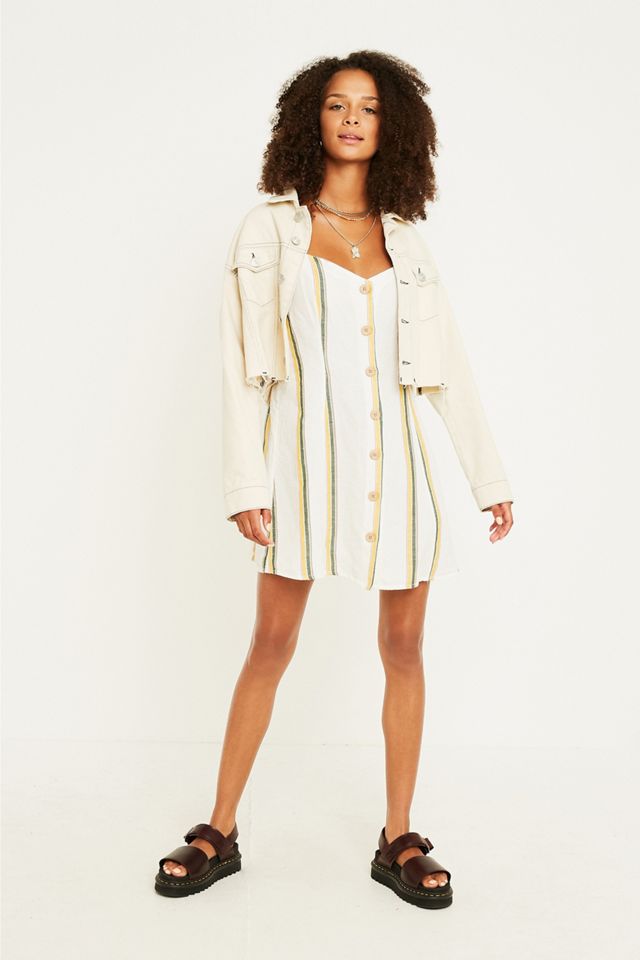 Urban Outfitters – Geknöpftes, gestreiftes Kleid mit Gitterdesign hinten #5