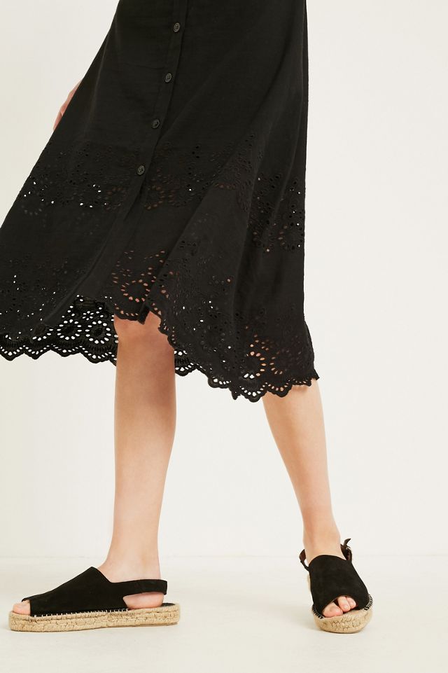 UO Ricamato Nero Button-Through Midi Dress #3