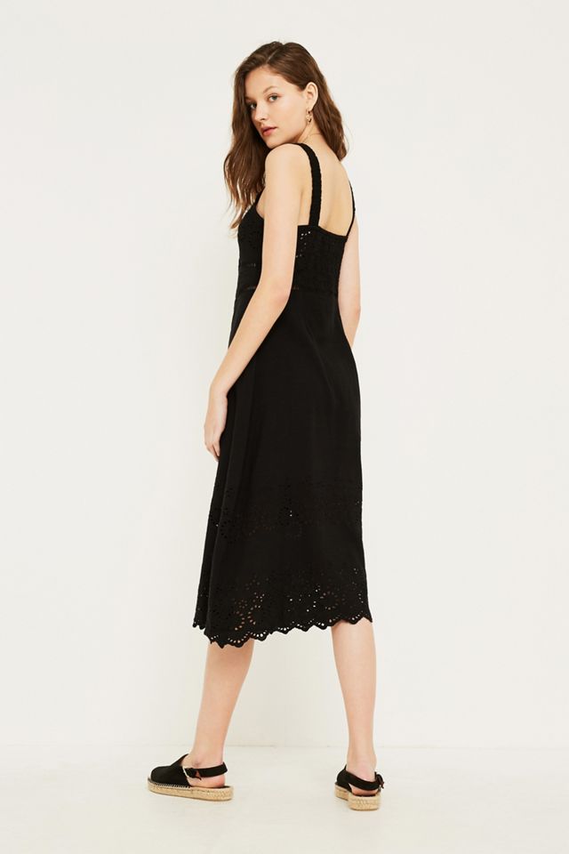 UO Ricamato Nero Button-Through Midi Dress #4