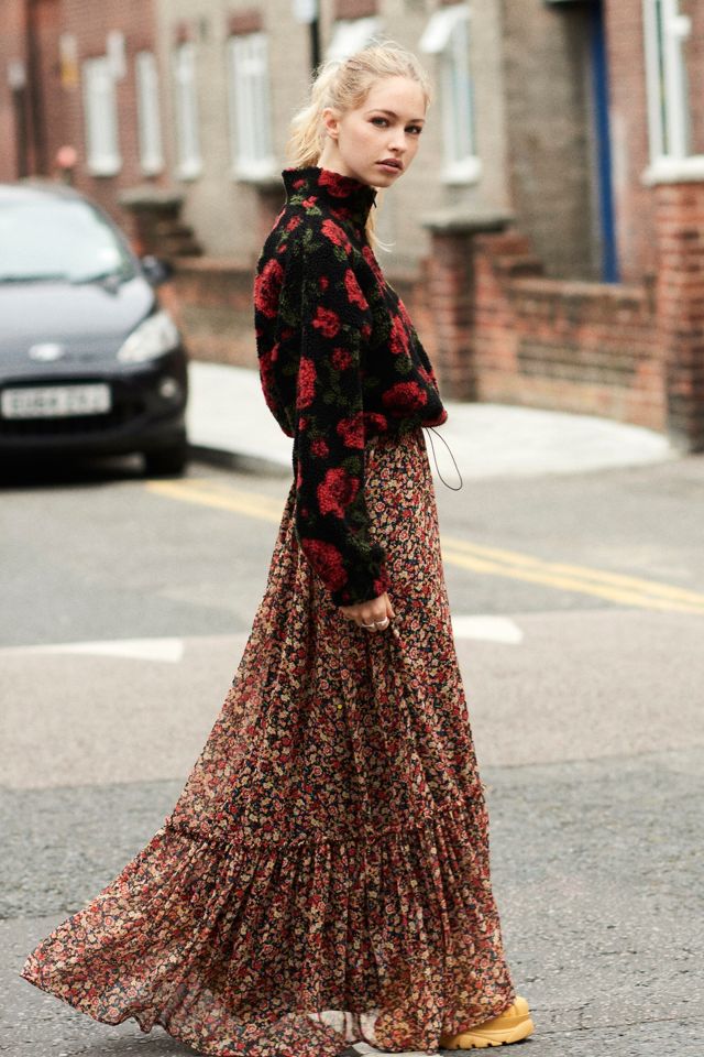 UO – Robe longue étagée à fleurs Myrtle #1