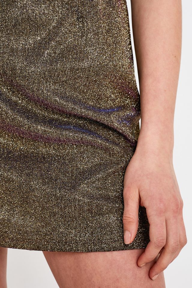UO Colette Gold Metallic Moonbeam Mini Dress | Urban Outfitters UK