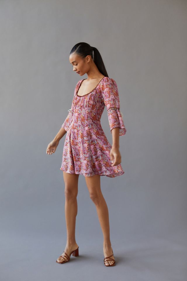 UO Melissa Flute Sleeve Mini Dress Urban Outfitters UK