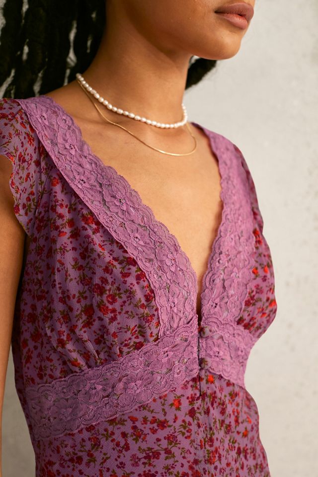 UO Nevaeh Pink Floral Slip Dress #3