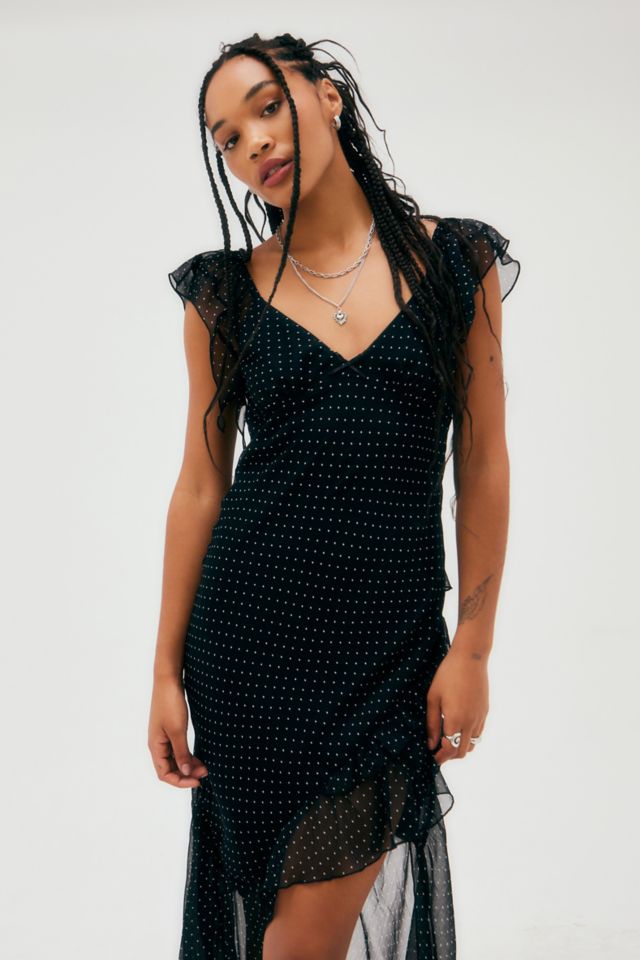 Black midi polka dot dress hotsell