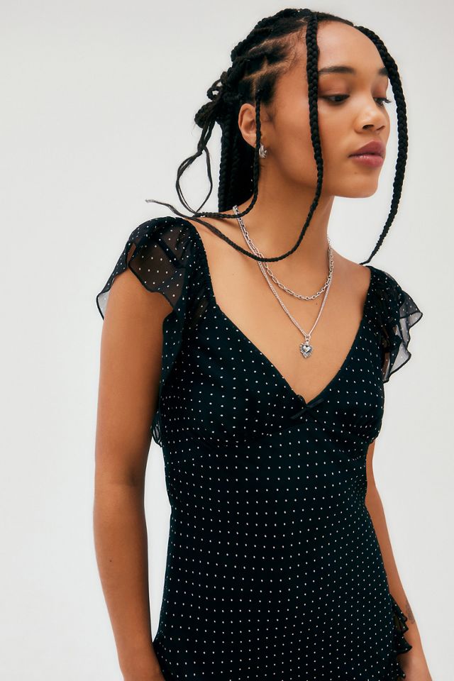 Light Before Dark Vixen Polka Dot Asymmetric Midi Dress #1