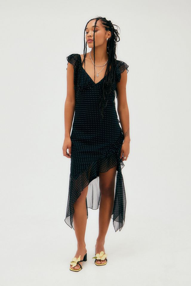 Light Before Dark Vixen Polka Dot Asymmetric Midi Dress #2