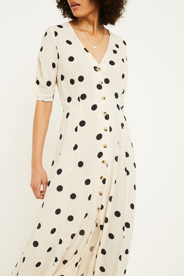 UO Jasmin Julia Polka Dot Button-Through Midi Dress #2