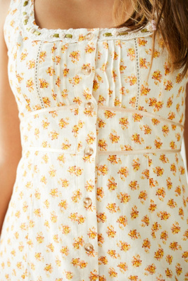 womens orange uo bibi printed babydoll mini dress XS Urban Outfitters Orange/Tan Checkered Flower Print Babydoll Mini Dress