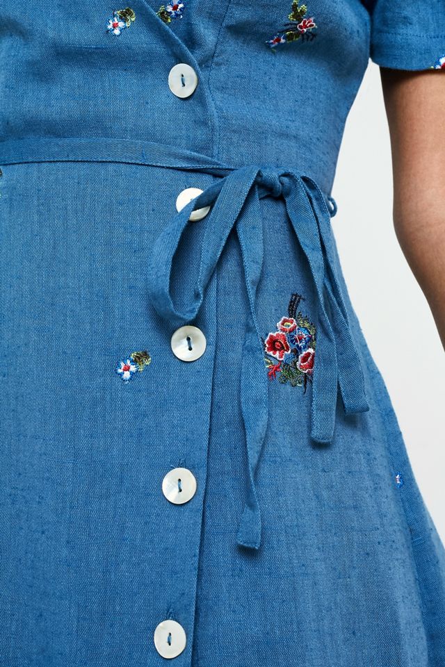 UO Floral Embroidery Wrap Dress #1