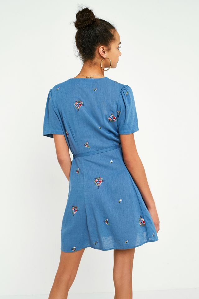UO Floral Embroidery Wrap Dress #2