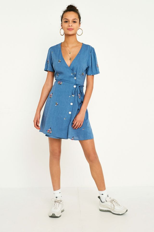 UO Floral Embroidery Wrap Dress #3