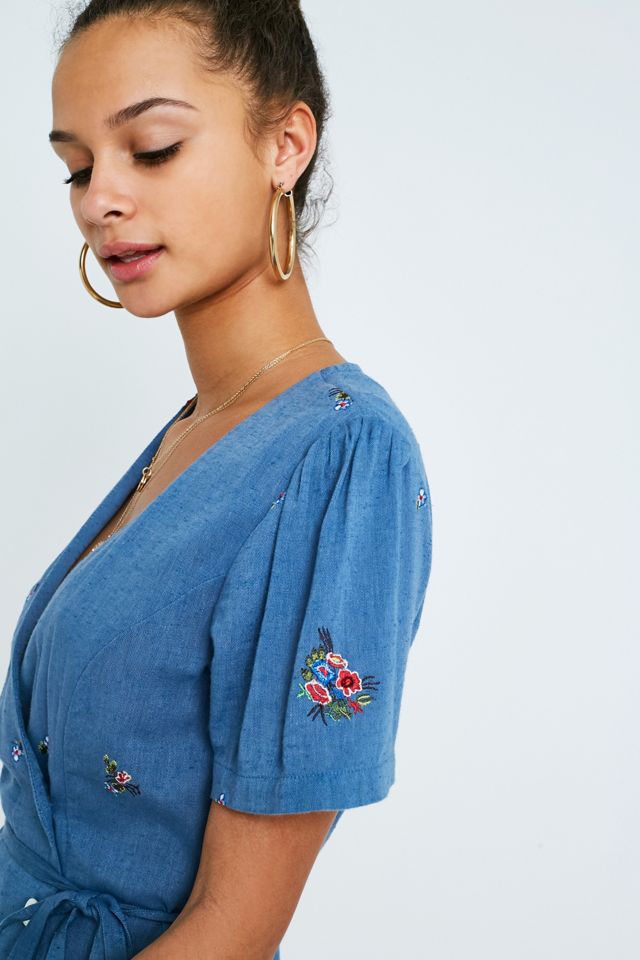 UO Floral Embroidery Wrap Dress #5