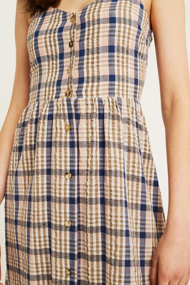 Urban Outfitters – Kariertes Midikleid „Freida“ mit Knopfleiste #3