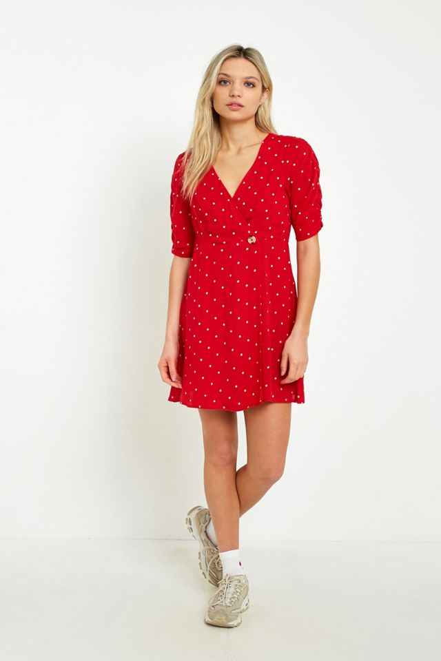 UO Spotted Red Wrap Dress #1