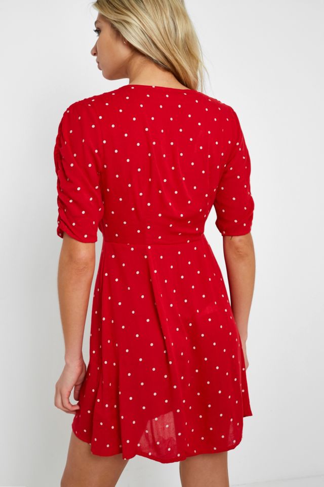 UO Spotted Red Wrap Dress #3