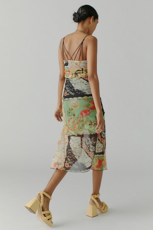 Vestito Slip UO con Stampa Cartolina e Cuciture Selvagge #1
