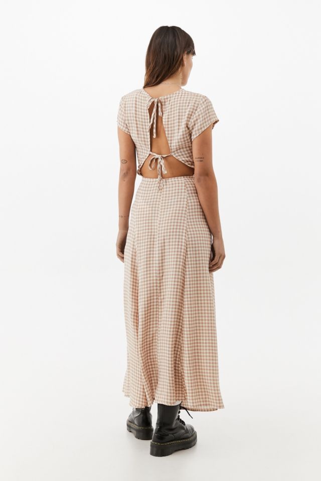 UO Lindsey Gingham Cap Sleeve Midi Dress Urban Outfitters UK
