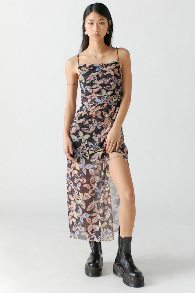 UO Butterfly Print Wild Seam Slip Dress | Urban Outfitters UK