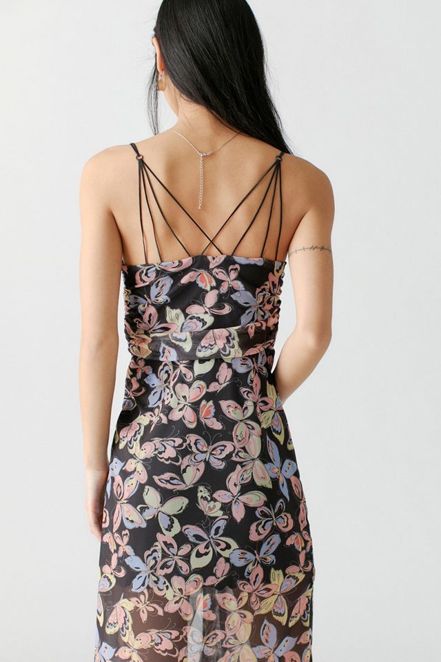 UO Butterfly Print Wild Seam Slip Dress Urban Outfitters UK