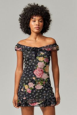 Robe Mini Florale Bardot Albany Kimchi Blue