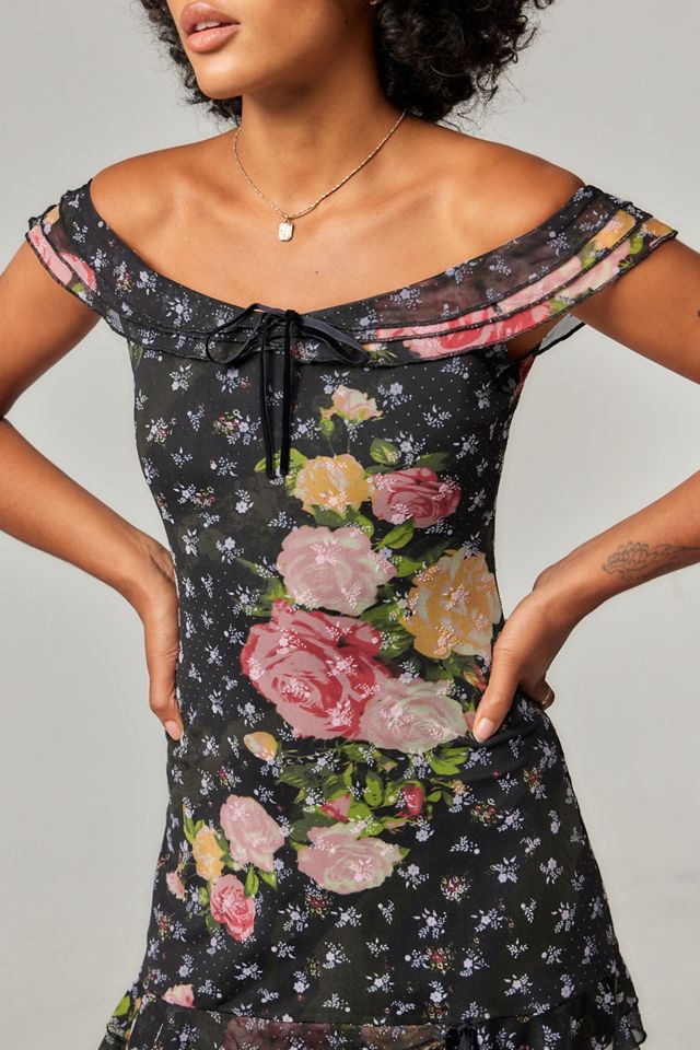 Kimchi Blue Albany Bardot Floral Mini Dress #1