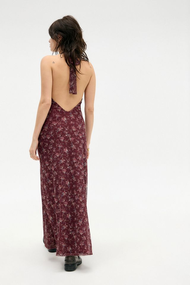 Robe longue en maille à col halter floral UO #5