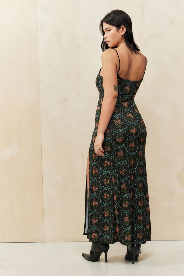 UO Quadratischer Ausschnitt Blumenmuster Maxikleid #3