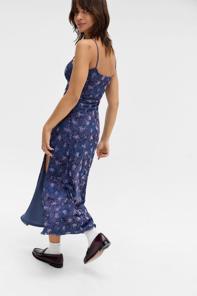 UO Square Neck Flocked Mesh Maxi Dress #3