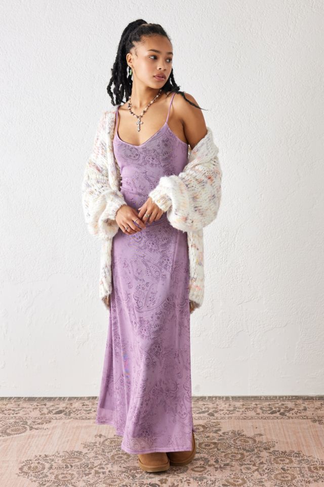 Robe longue en maille violette à motif cachemire UO #1