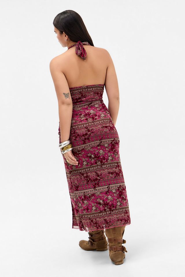 UO Juno Neckholder-Kleid mit Flockdruck #3