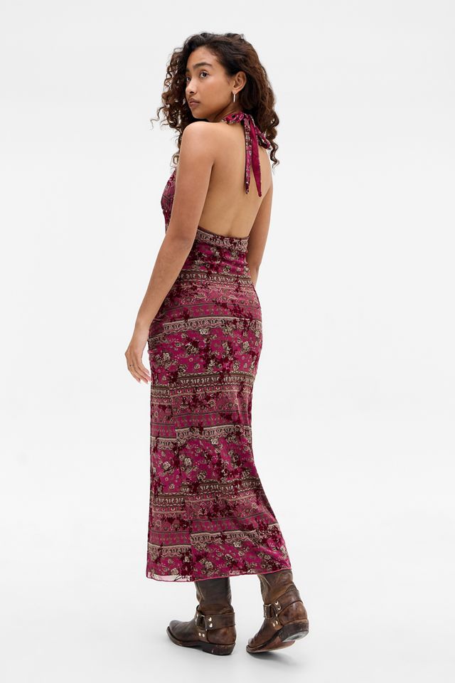 UO Juno Neckholder-Kleid mit Flockdruck #4