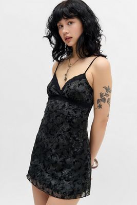 Kimchi Blue Marisol Brown Flocked Mesh Bandeau Midi Dress | Urban