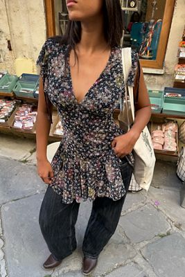 Robe de thé floquée Naomi Kimchi Blue