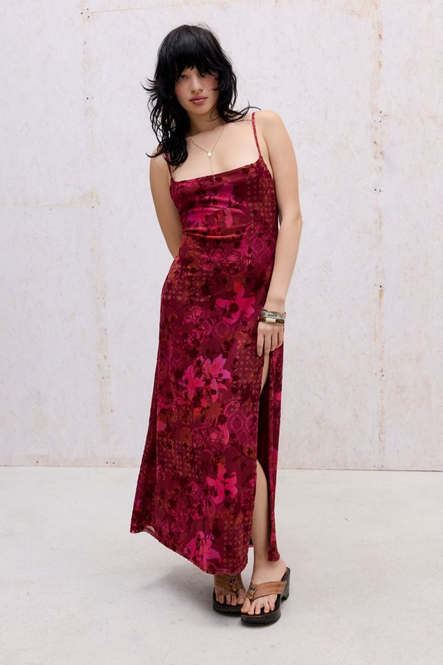 UO Flocked Mesh Maxi Dress #1