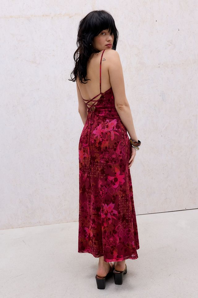 UO Flocked Mesh Maxi Dress #3