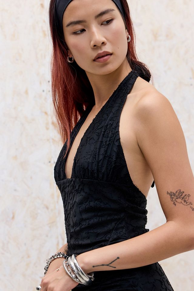 Robe maxi dos-nu plongeant en devoré UO Juno #1