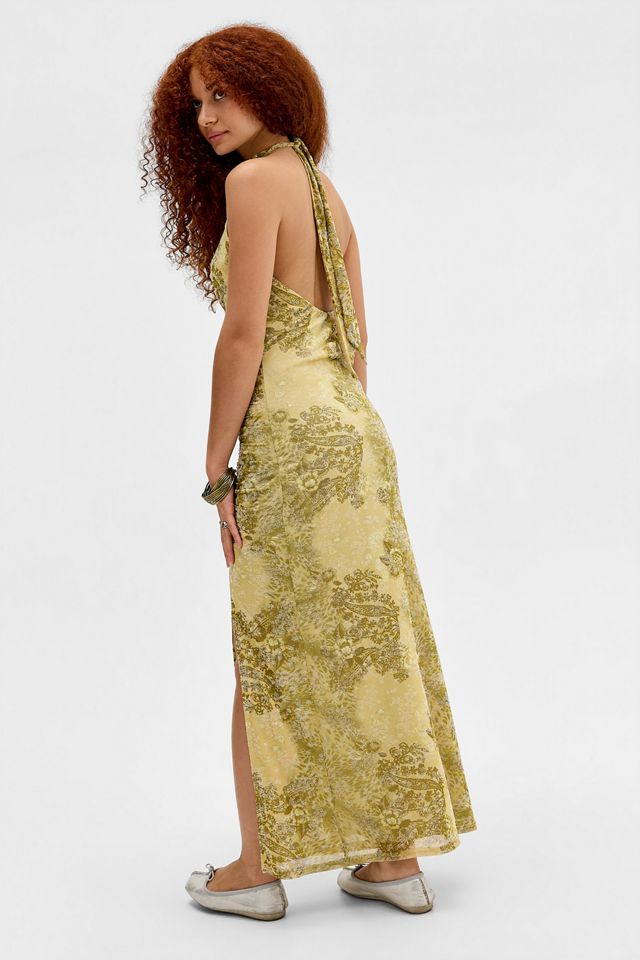 UO Eva Keyhole Flocked Maxi Dress #1