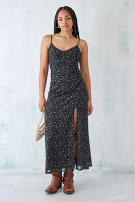urban outfitters black mesh dress UO Black Mesh Maxi Dress