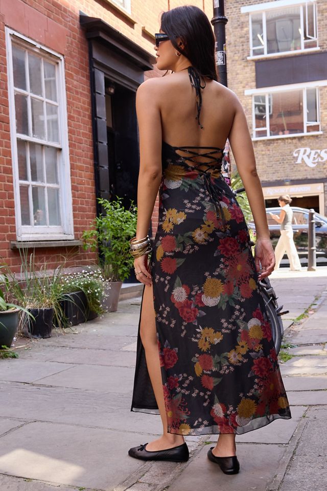 Vestido Maxi de Malla con Cuello Halter Rowan de UO #3