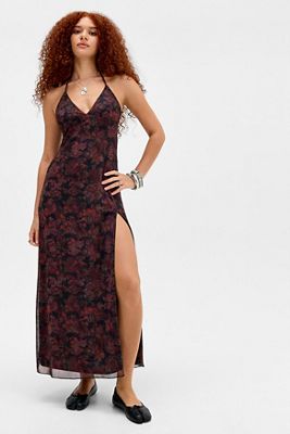 UO Rowan Halter Mesh Maxi Dress