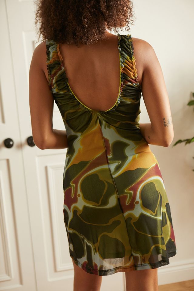 UO Green Groovy Maxwell Mini Dress | Urban Outfitters UK