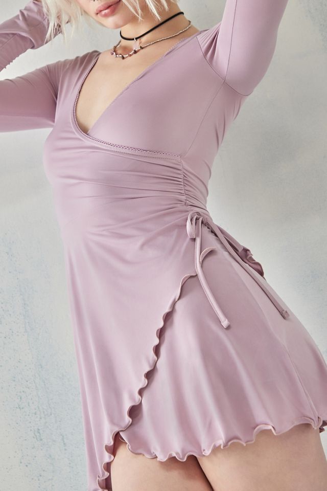 Robe mini portefeuille à manches longues UO Lena #2