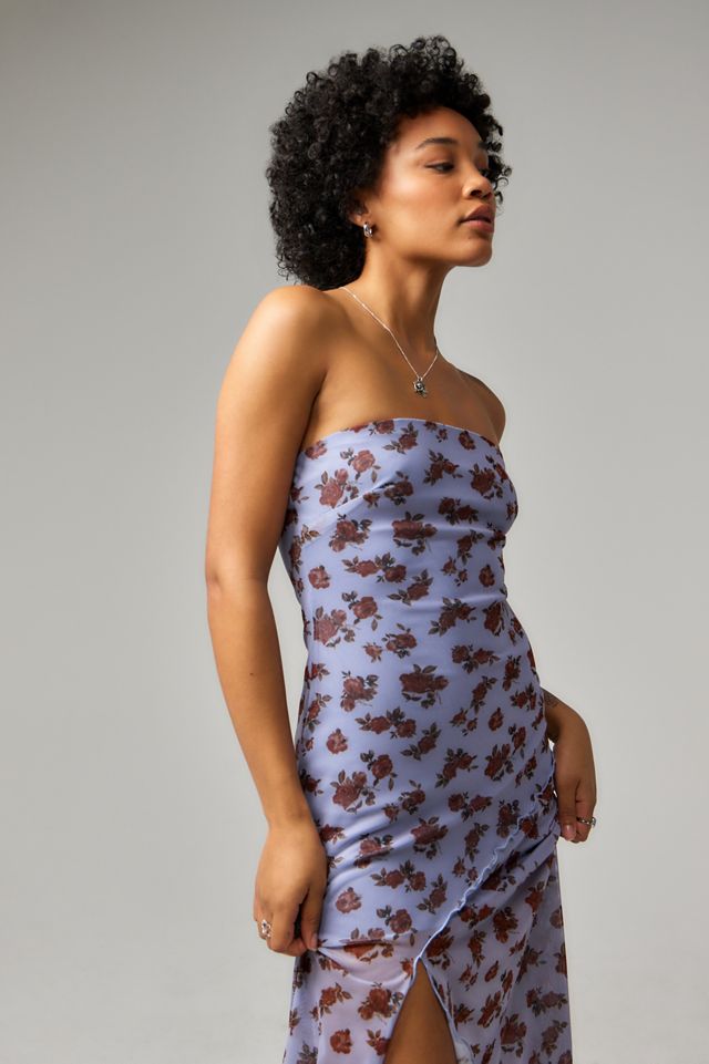 chinese dress ladies Blue Floral Bandeau Felicity Midi Dress main image 1