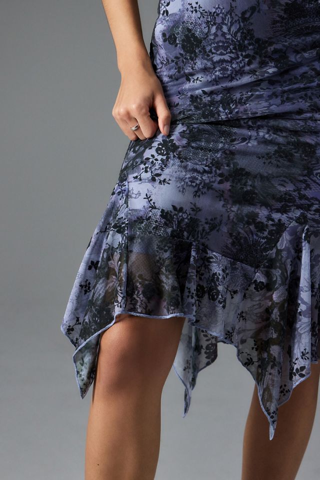 uo mesh paisley midi dress UO Black Paisley Print Lace Insert Mesh Midi Dress
