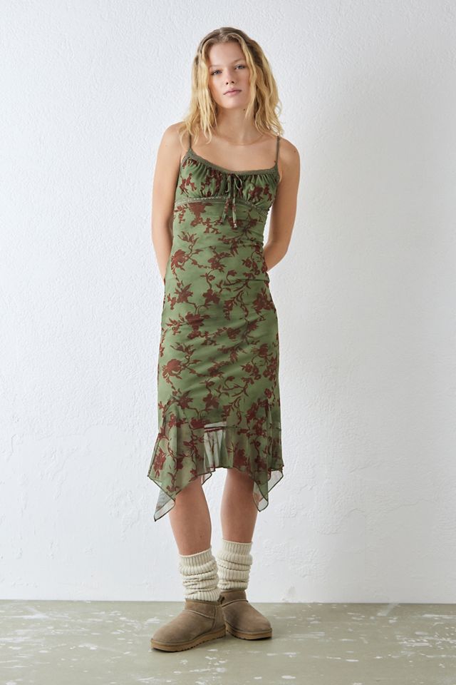 Green Floral Dress Urban Outfitters Green Silk Dress Sunglass Styles  Aesthetic Urban Outfitters Clothes UO Mallory Cowl Slip Mini Dress Urban  Outfitters UK