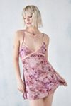 UO Mesh Lace Insert Floral Mini Dress | Urban Outfitters UK